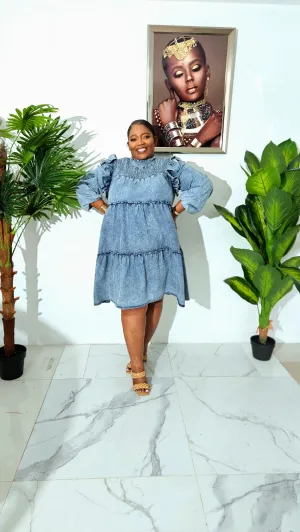 Denim Darling Smocked Mini Dress