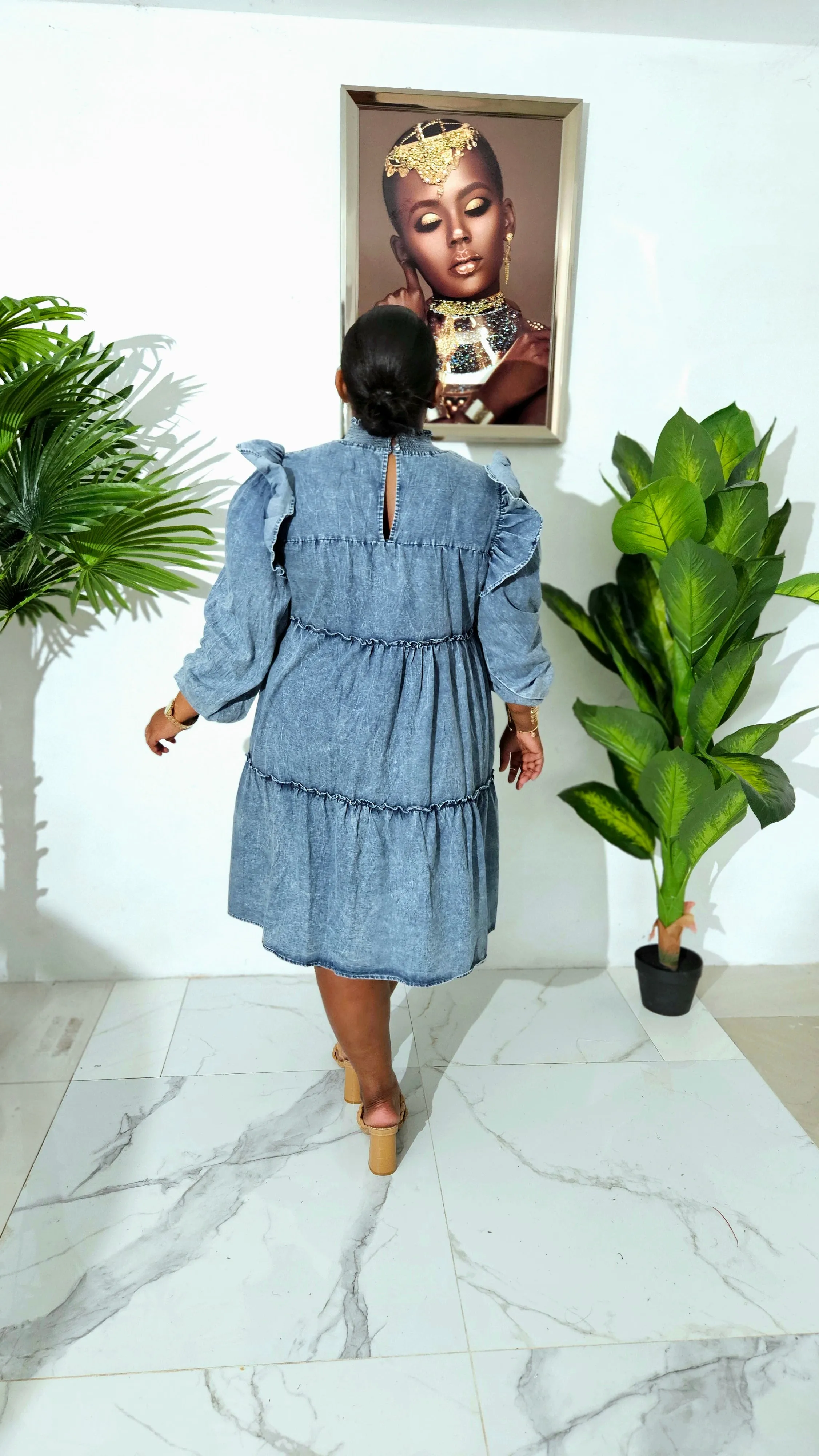 Denim Darling Smocked Mini Dress