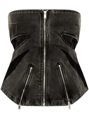 Designed Denim Strapless Tops and Jeans