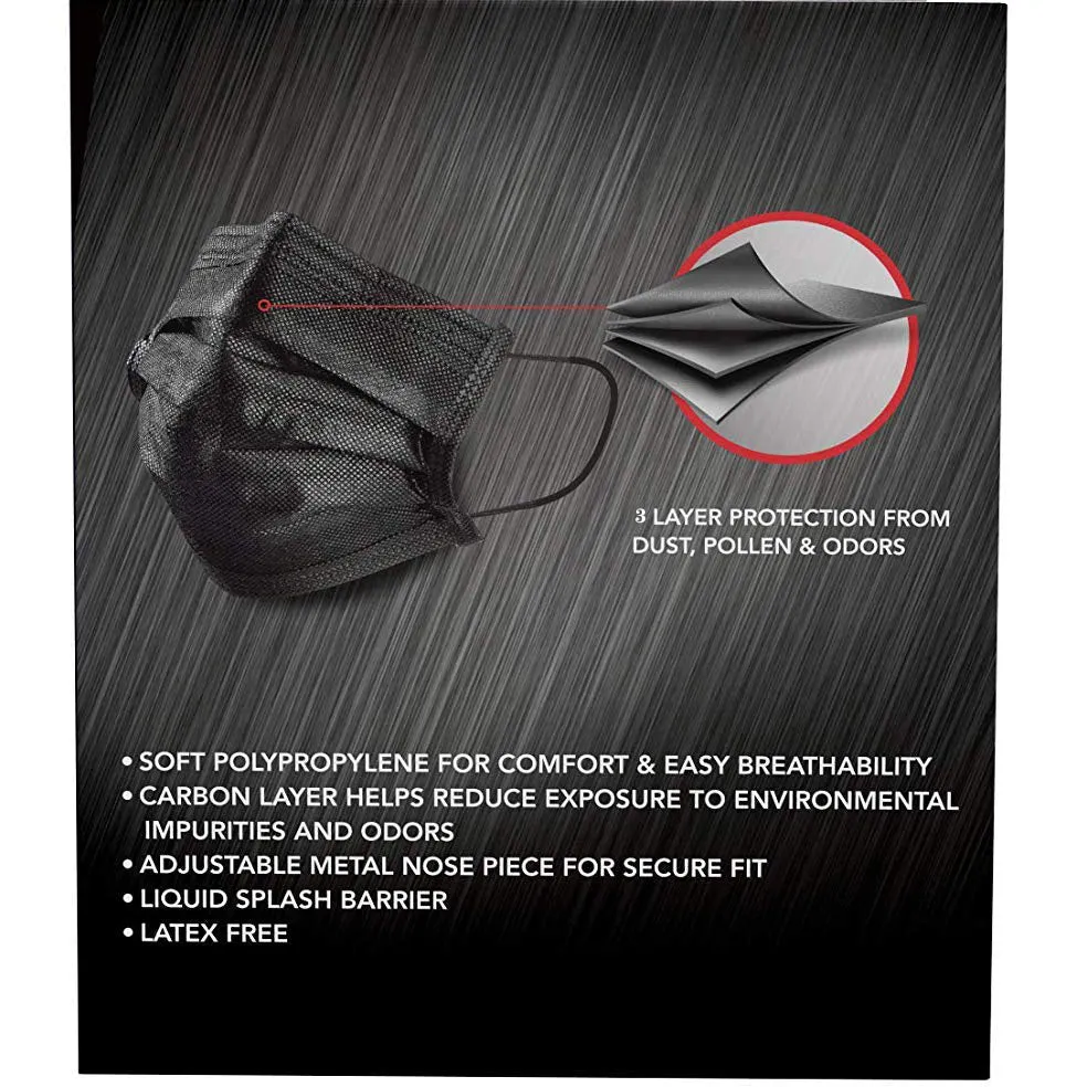 Disposable Antiviral Face Mask 3 Layers Black