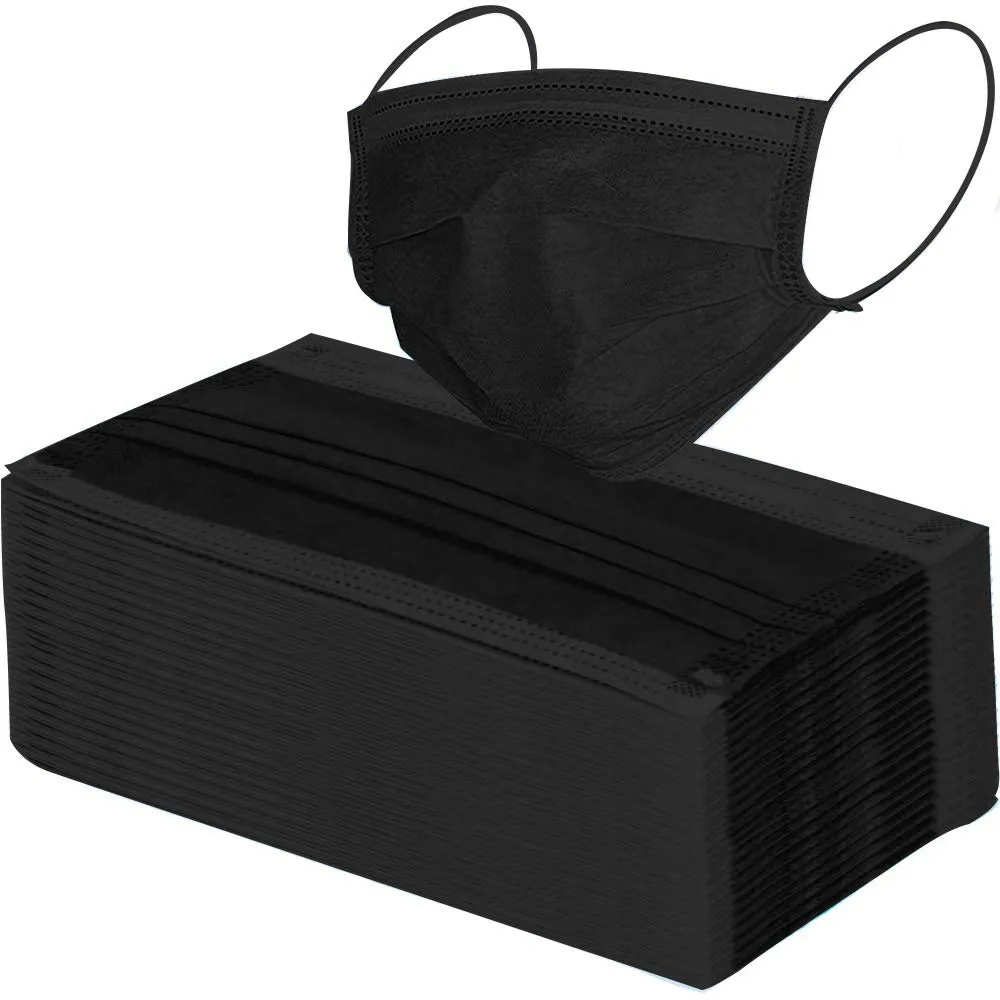 Disposable Antiviral Face Mask 3 Layers Black