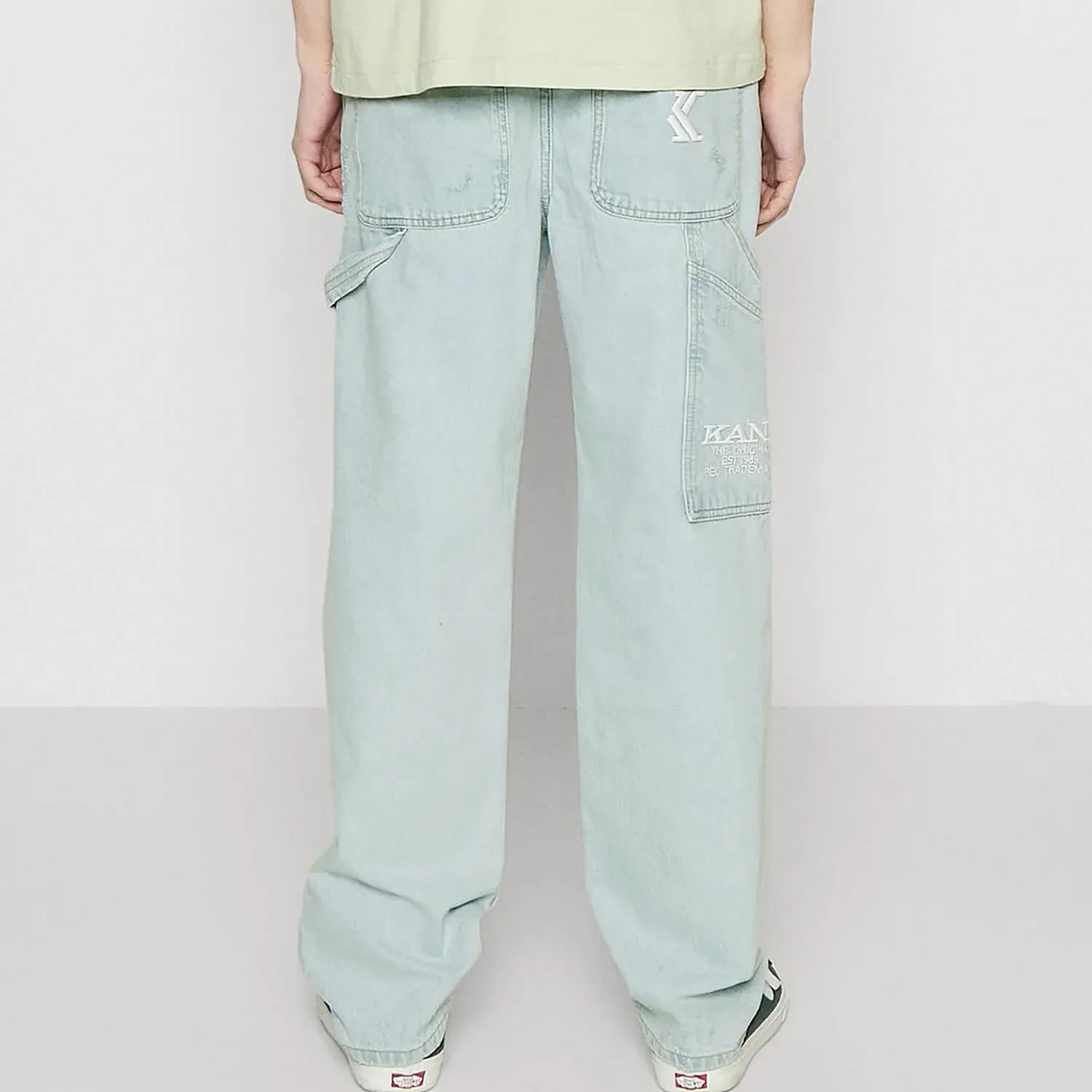Džínsy Karl Kani KK Retro Baggy Workwear Heavy Distressed Denim bleached blue modré