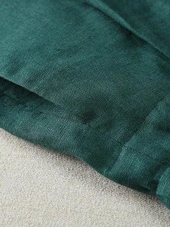 Draping Casual Linen Solid Color Wide Leg Ninth Pants
