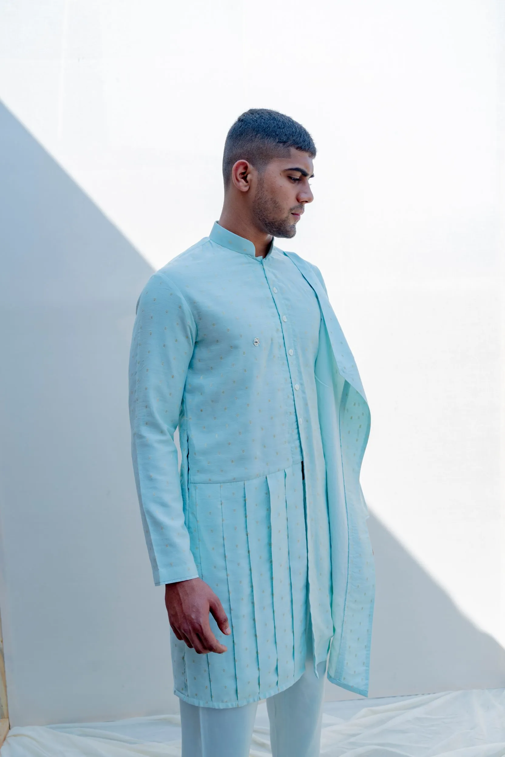 Drifter- Light Blue Asymmetric Kurta Set