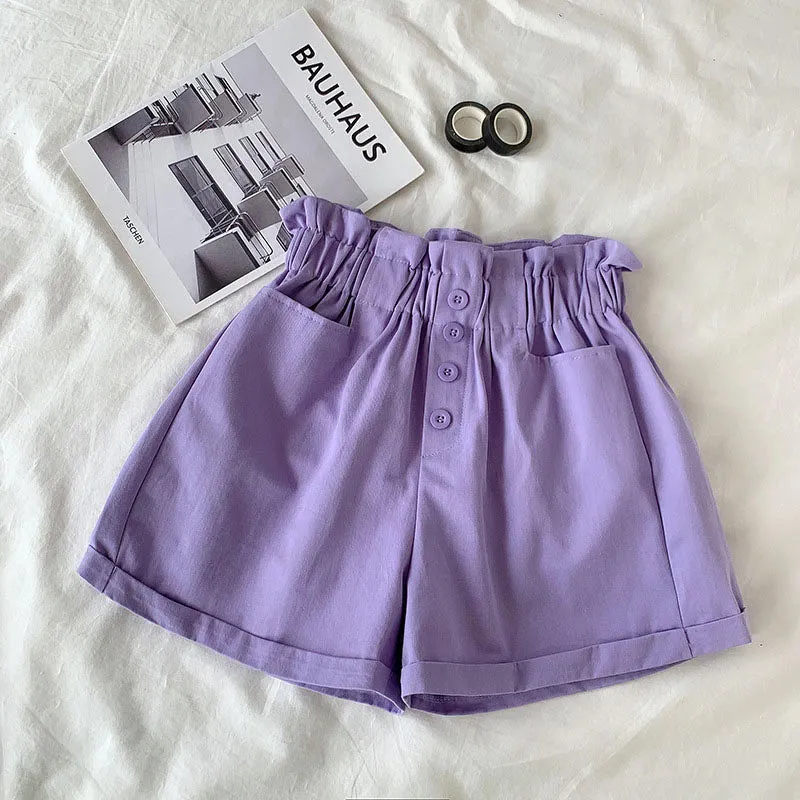 Elastic Waist Cute Colors Casual Shorts Pants
