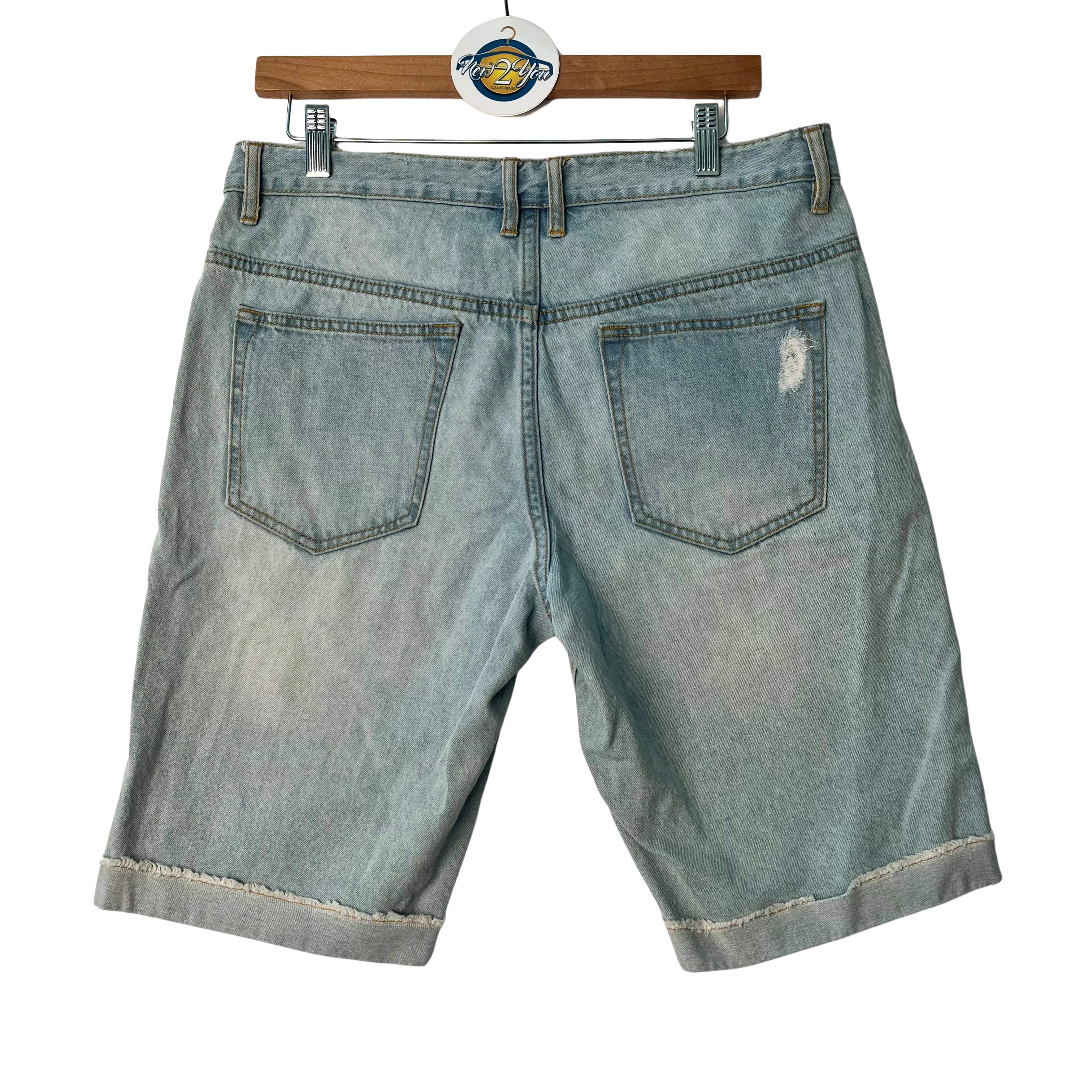 Empyre Light Wash Distressed Denim Shorts