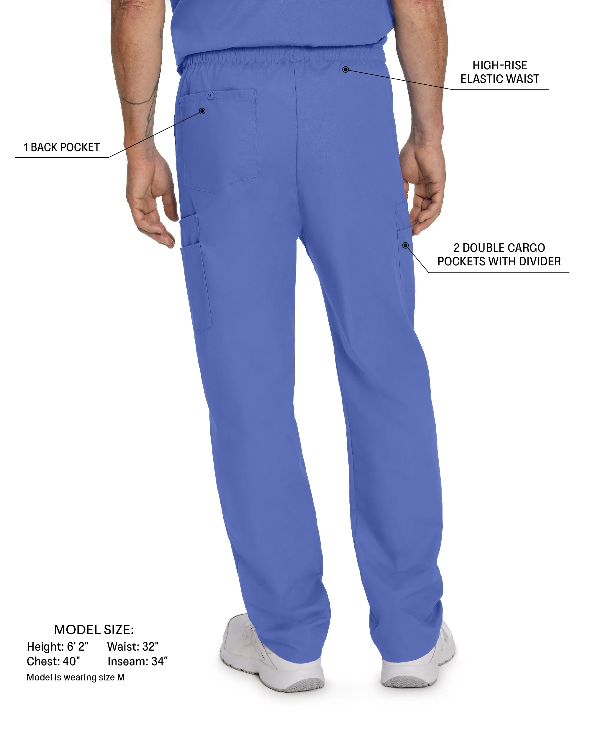 Essentials 8555 Men's Cargo Scrub Pants Hunter Green