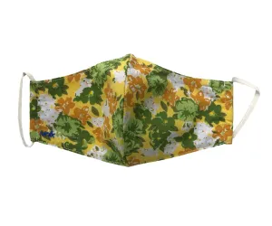 Face Mask, 100% Cotton, 2 layers, Designer Green Floral, Washable, Reusable Mask, Adult Size