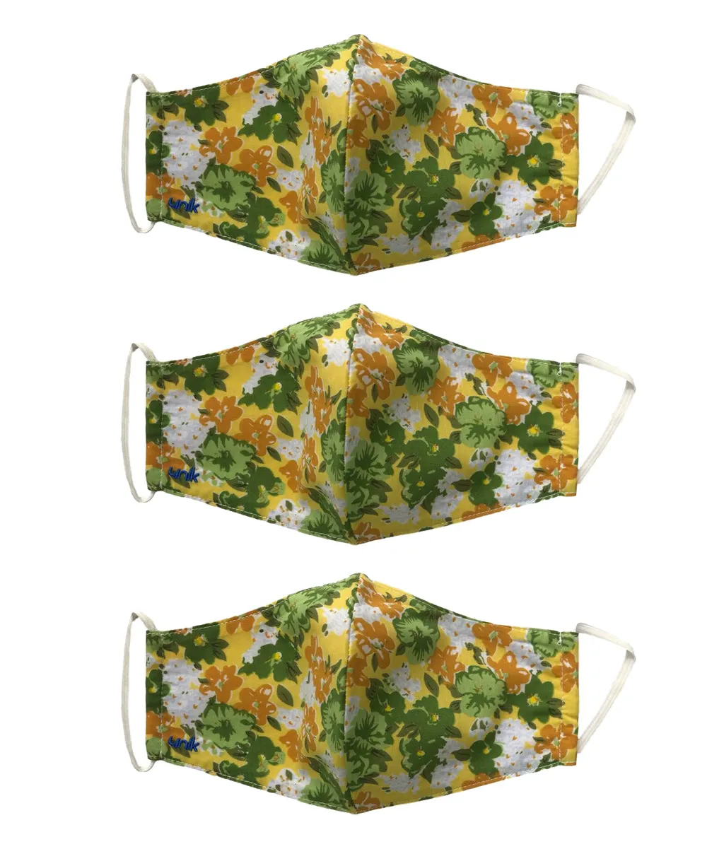 Face Mask, 100% Cotton, 2 layers, Designer Green Floral, Washable, Reusable Mask, Adult Size