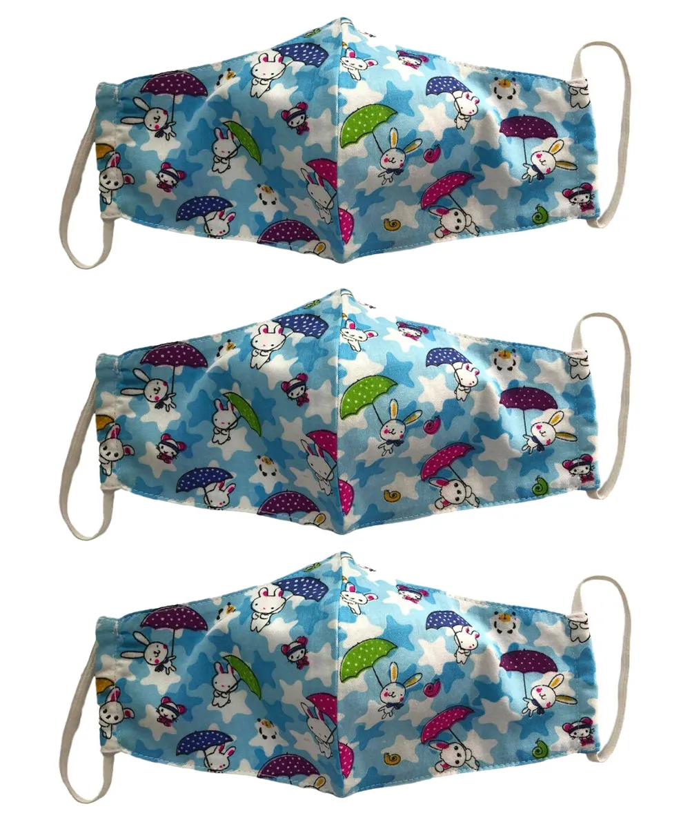 Face Mask, 100% Cotton, 2 layers, Funny Bunnies, Washable, Reusable Mask, Adult Size