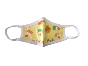 Face Mask, 100% Cotton, 2 layers, YellowCupcake, Washable, Reusable Mask, Youth Size