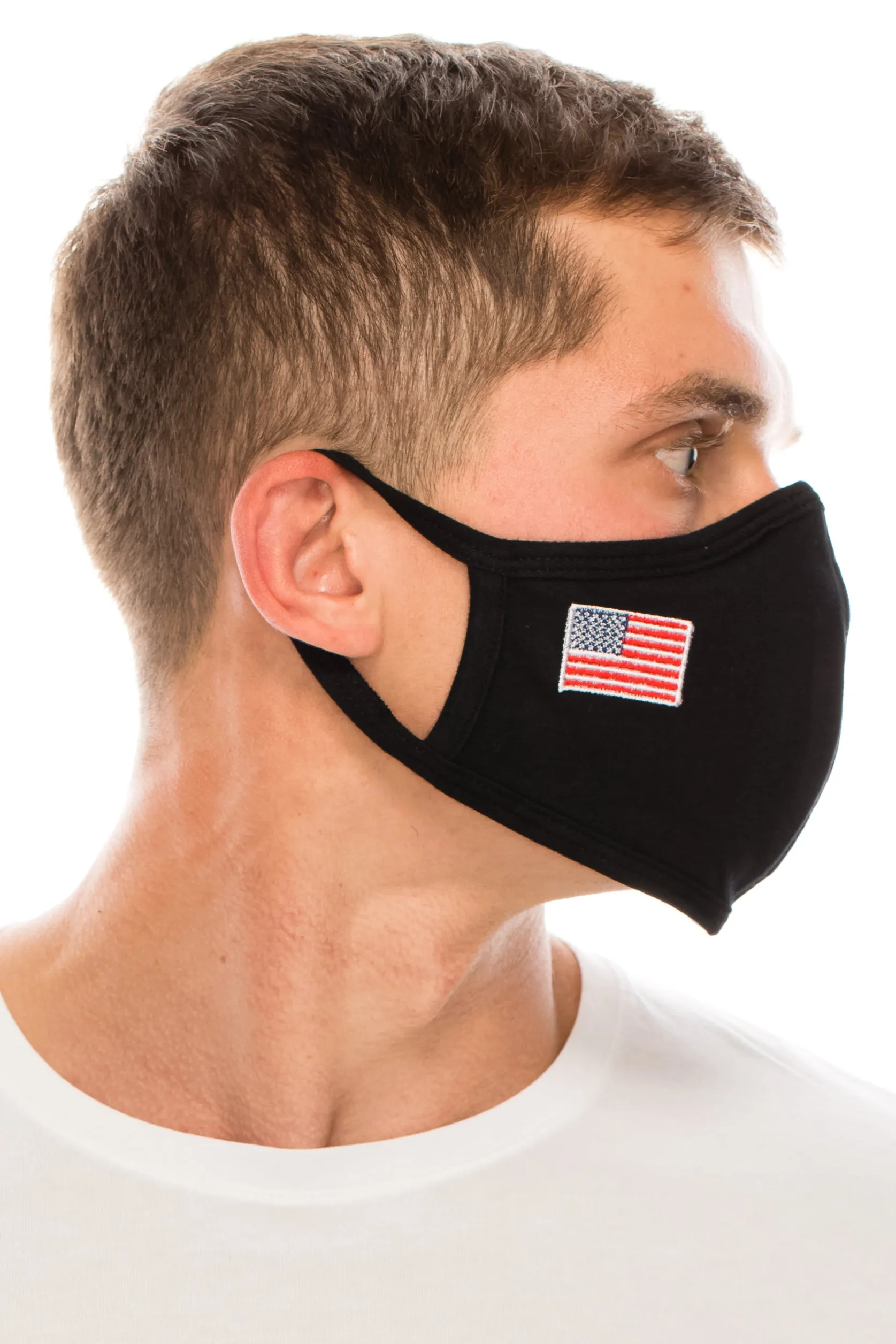 Face Mask, Cotton, 2 layers, American Flag Design, Filter Pockets, Washable, Reusable, Adult Size