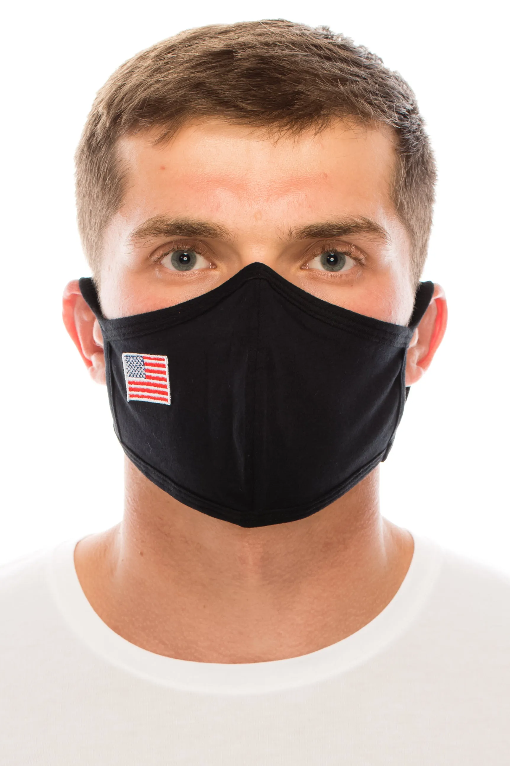 Face Mask, Cotton, 2 layers, American Flag Design, Filter Pockets, Washable, Reusable, Adult Size