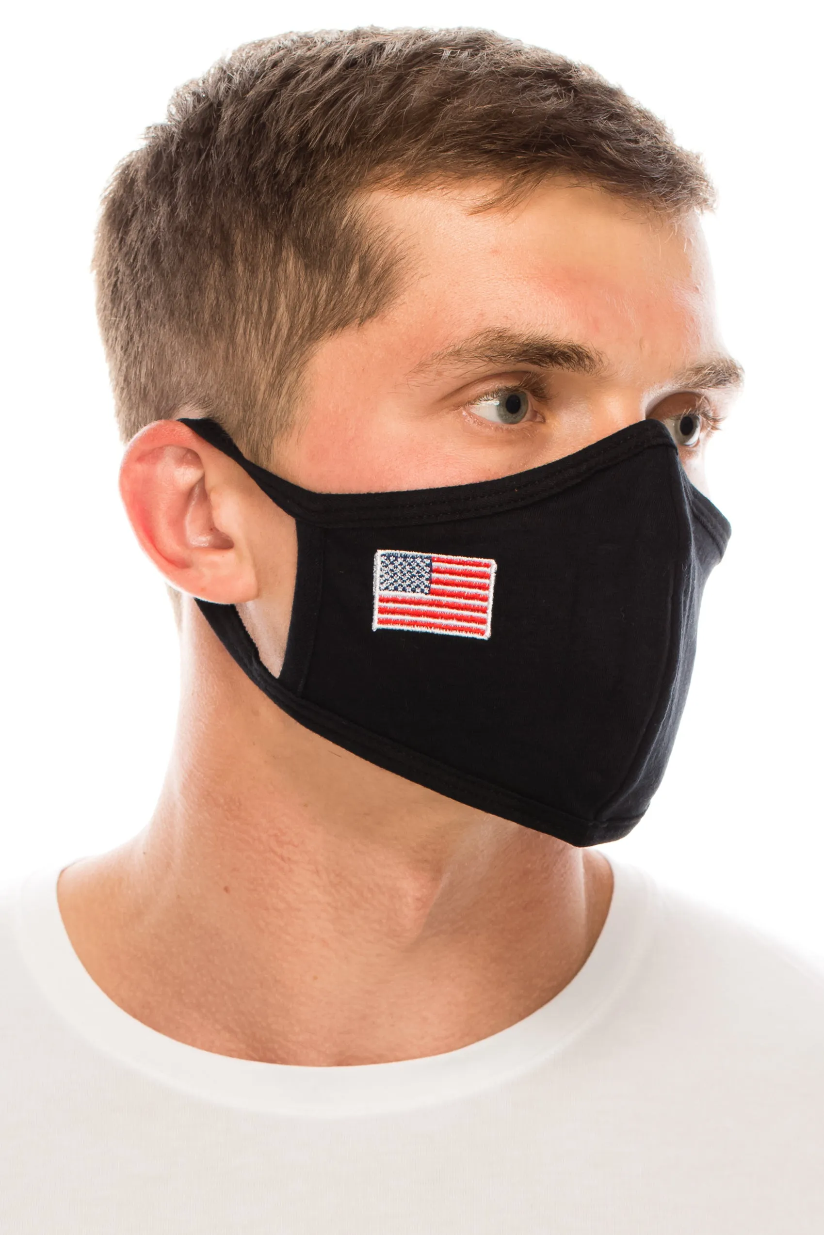 Face Mask, Cotton, 2 layers, American Flag Design, Filter Pockets, Washable, Reusable, Adult Size