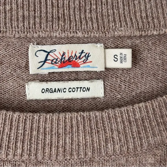 Faherty Women's Horizon Surf Sweater Srtriped Tan Size Small