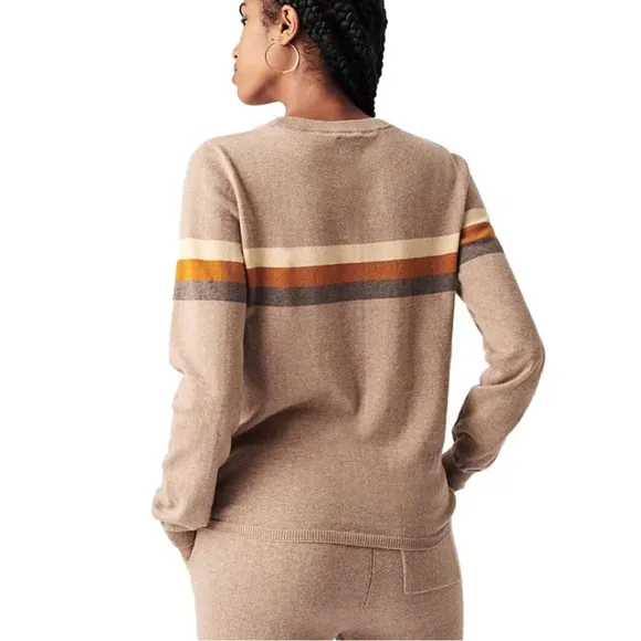 Faherty Women's Horizon Surf Sweater Srtriped Tan Size Small