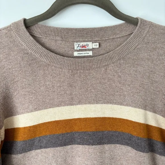 Faherty Women's Horizon Surf Sweater Srtriped Tan Size Small