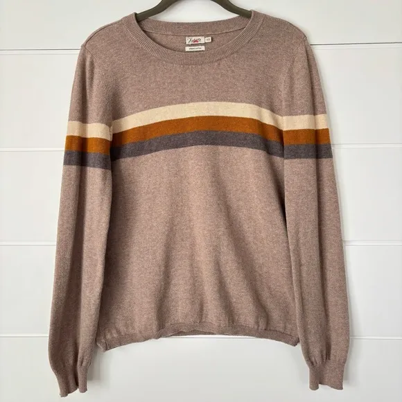 Faherty Women's Horizon Surf Sweater Srtriped Tan Size Small