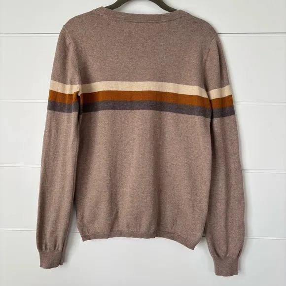 Faherty Women's Horizon Surf Sweater Srtriped Tan Size Small