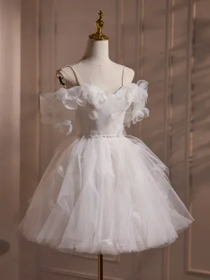 Fairy Off the Shoulder Flower Tulle Short Homecoming Dress