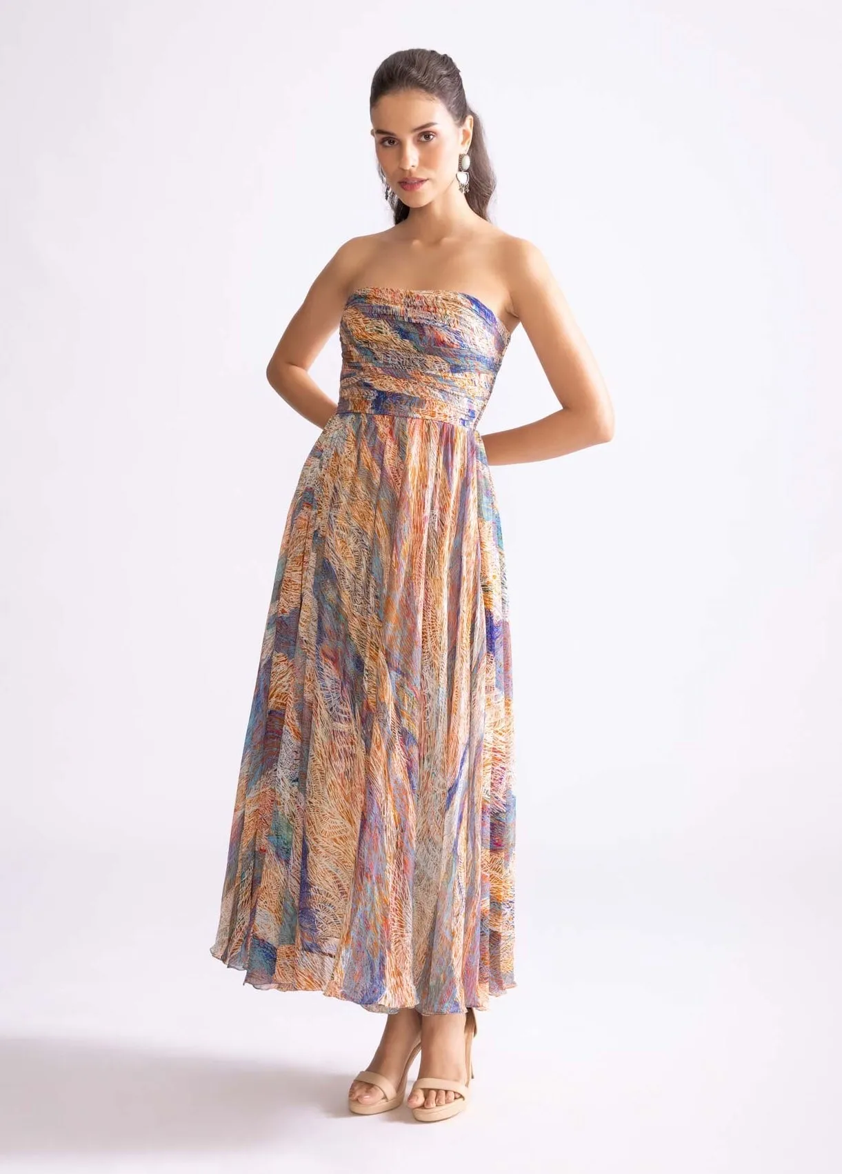Florence multicolor strapless midi dress