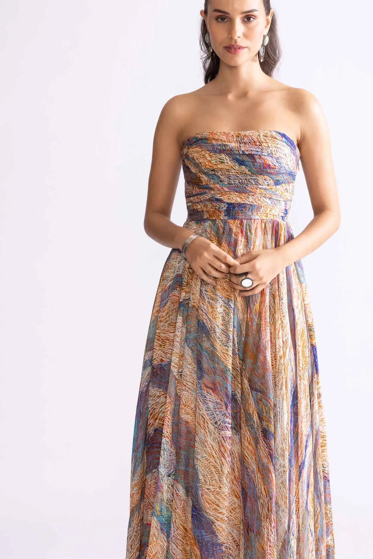 Florence multicolor strapless midi dress