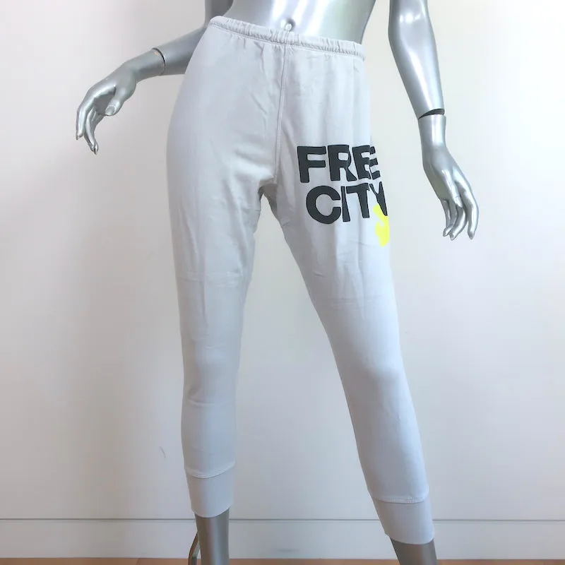 FREECITY 3/4 Sweatpants Light Gray Cotton Size Small