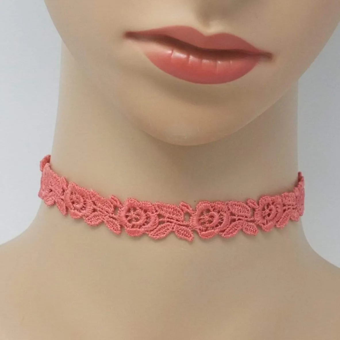 Freya Coral Pink Rose Choker