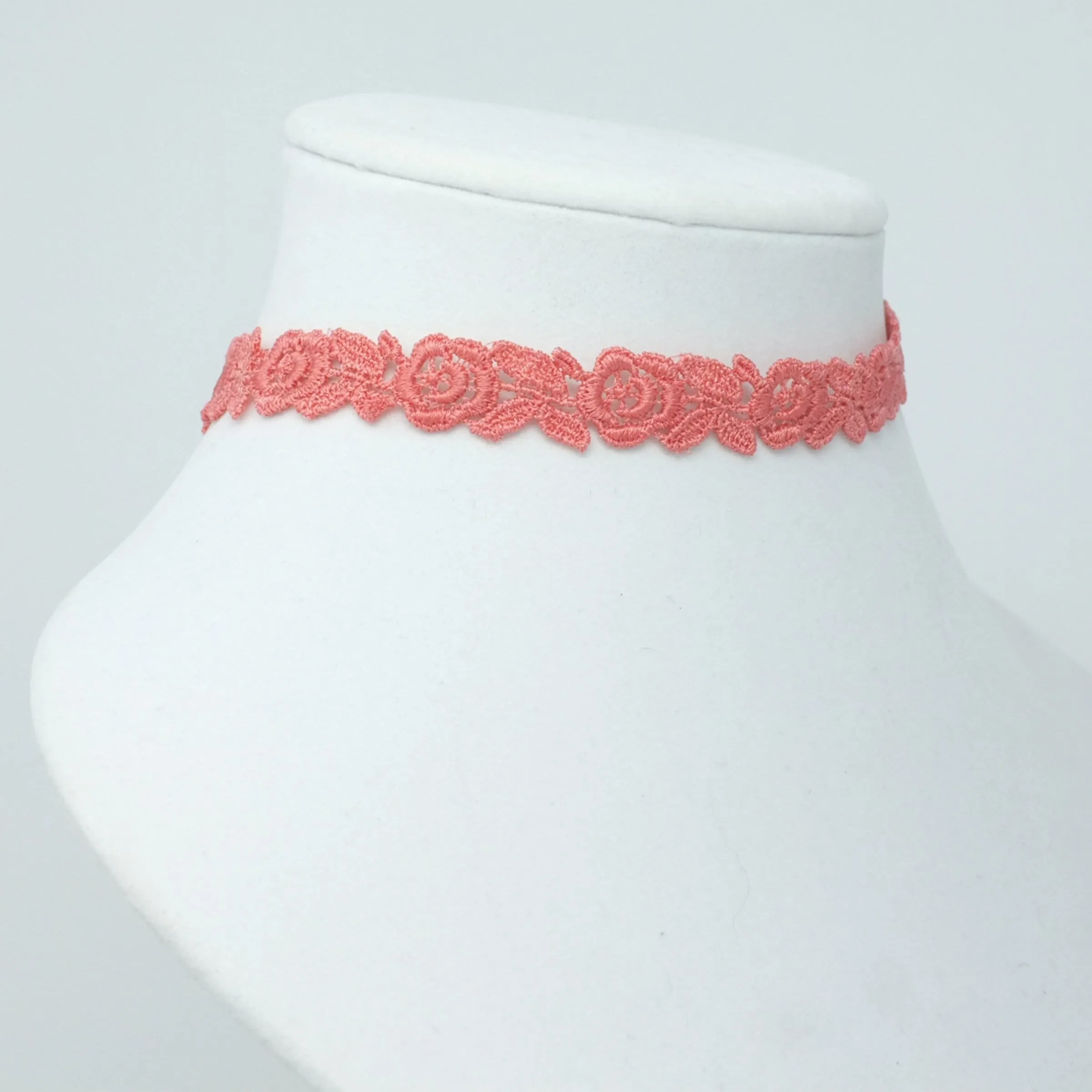 Freya Coral Pink Rose Choker