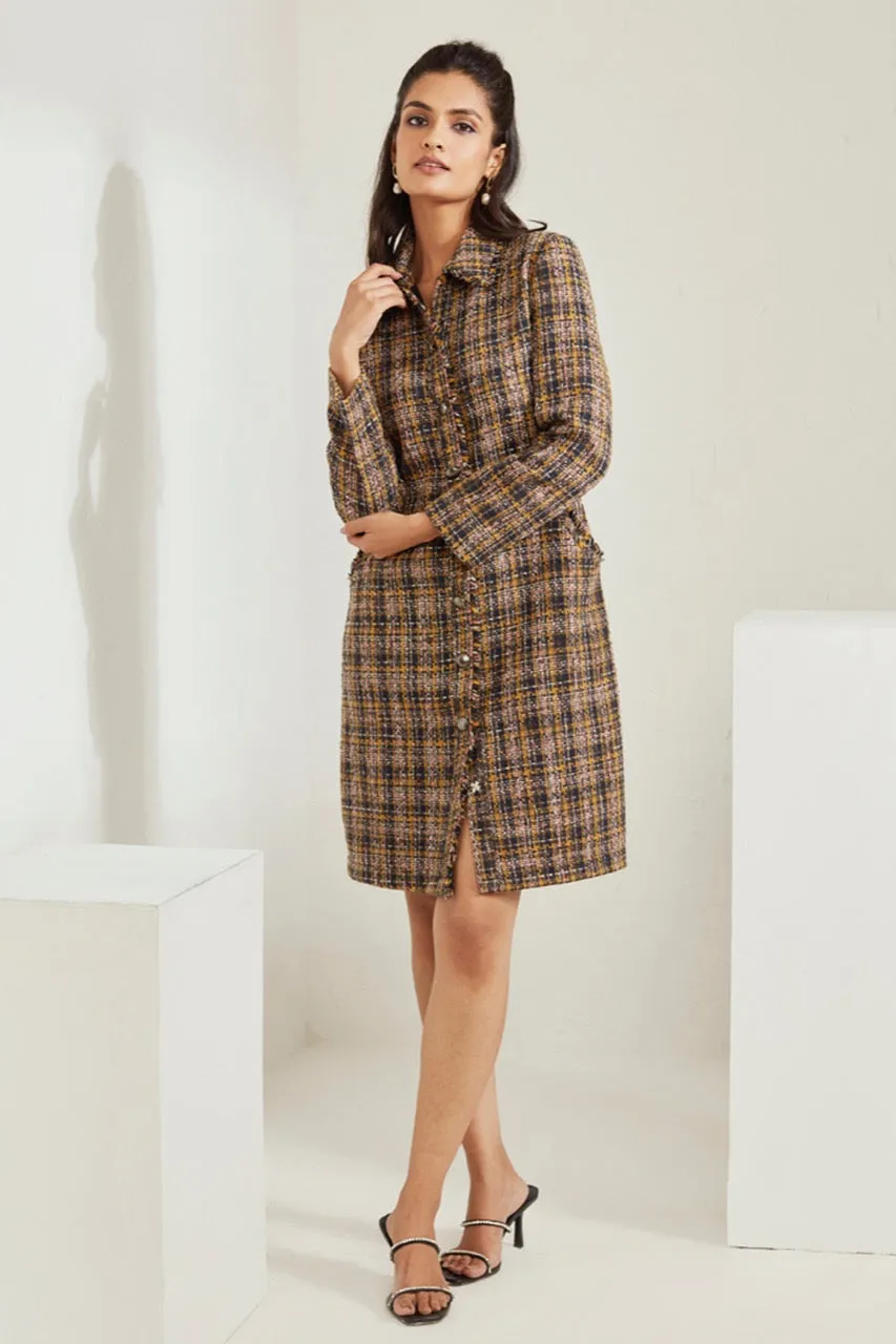 Front Open Tweed Dress