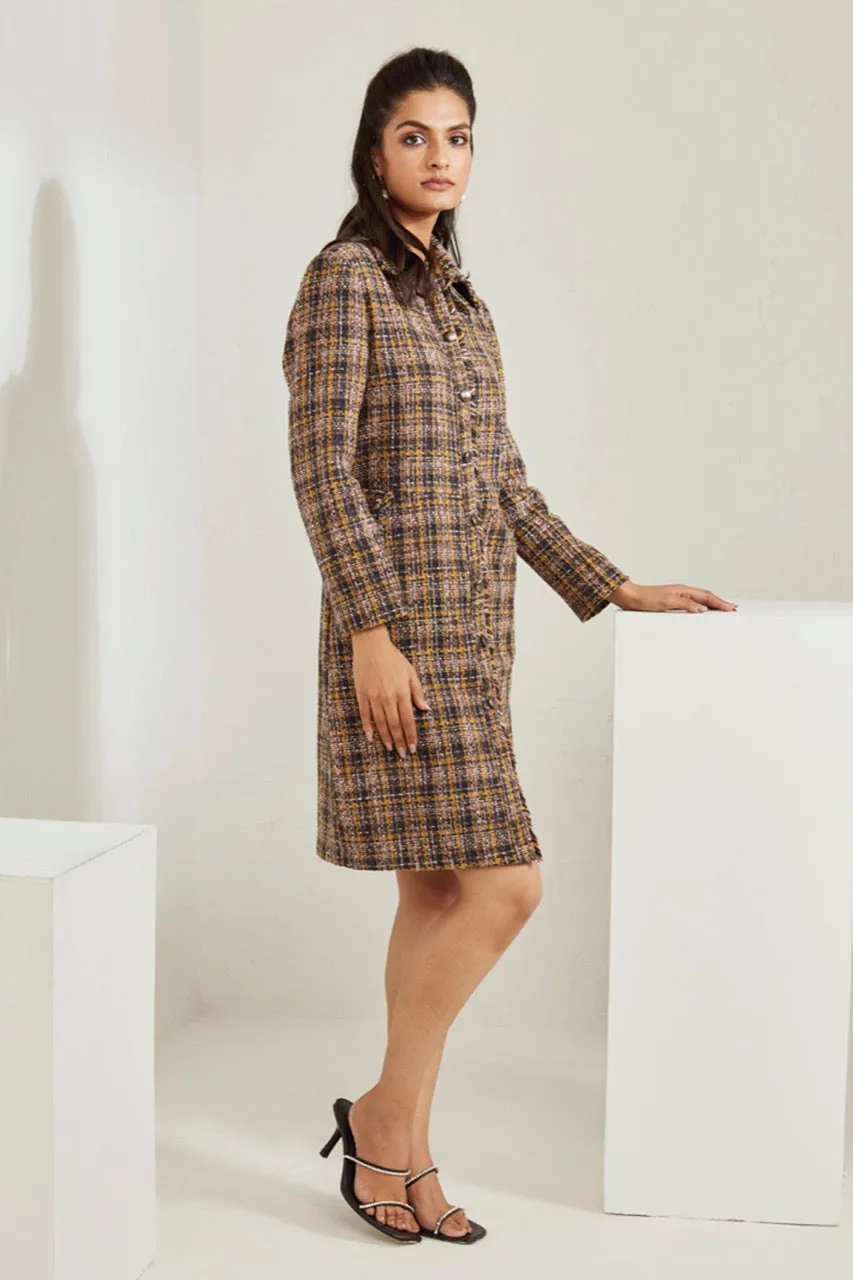 Front Open Tweed Dress
