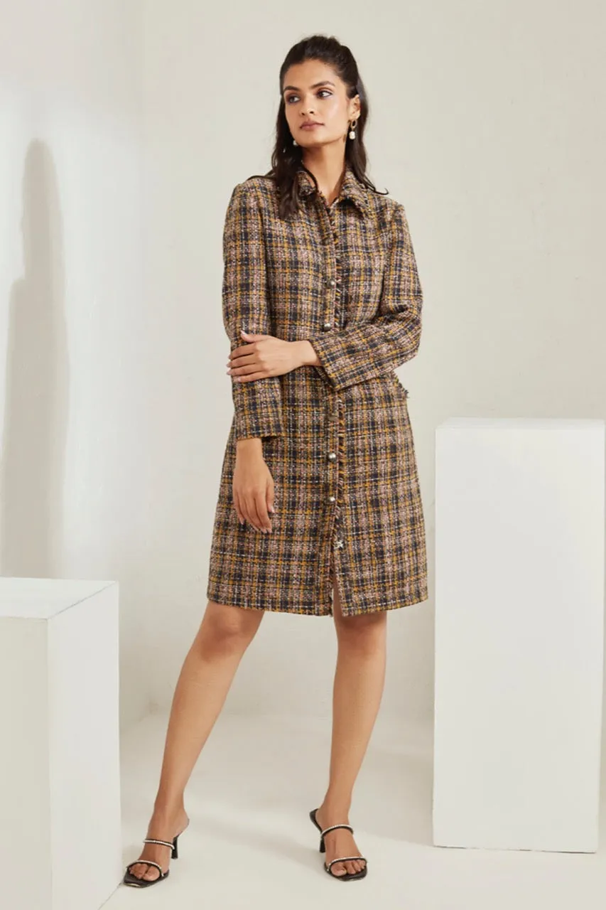 Front Open Tweed Dress