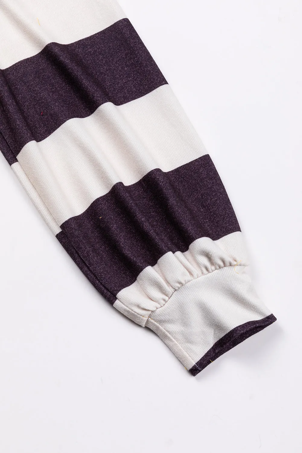 Ginger Colorblock Striped Sleeve Patchwork Drop Shoulder Top