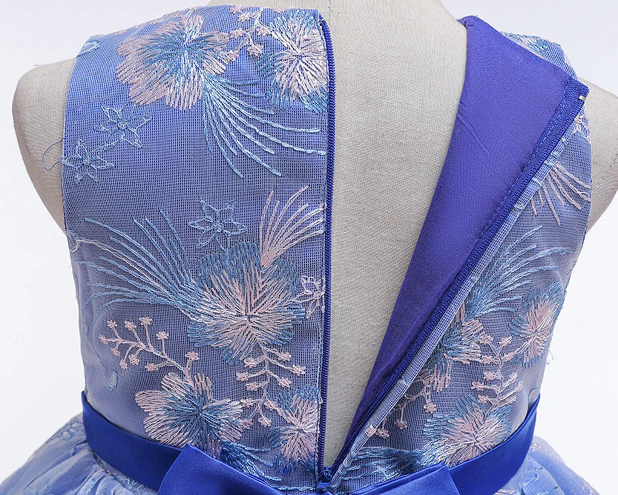 Girls Sleeveless Embroidered Bow Tie Dress Party Wedding Flower Dress