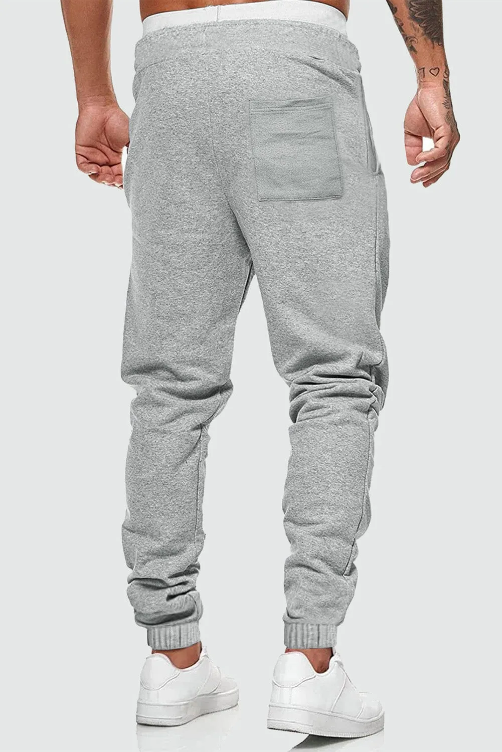 Gray Halloween Letter Pumpkin Print Elastic Waist Men's Pants