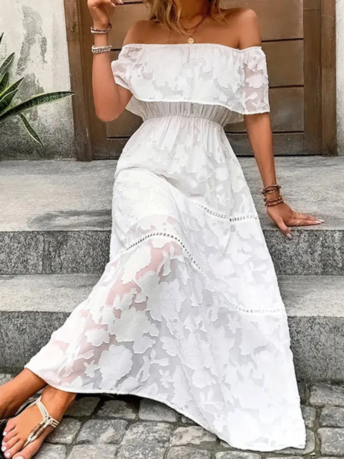 Hadlee Off-Shoulder Short Sleeve Maxi Dress