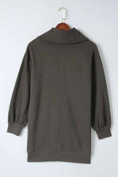 Half Zip Dropped Shoulder Mini Sweatshirt Dress