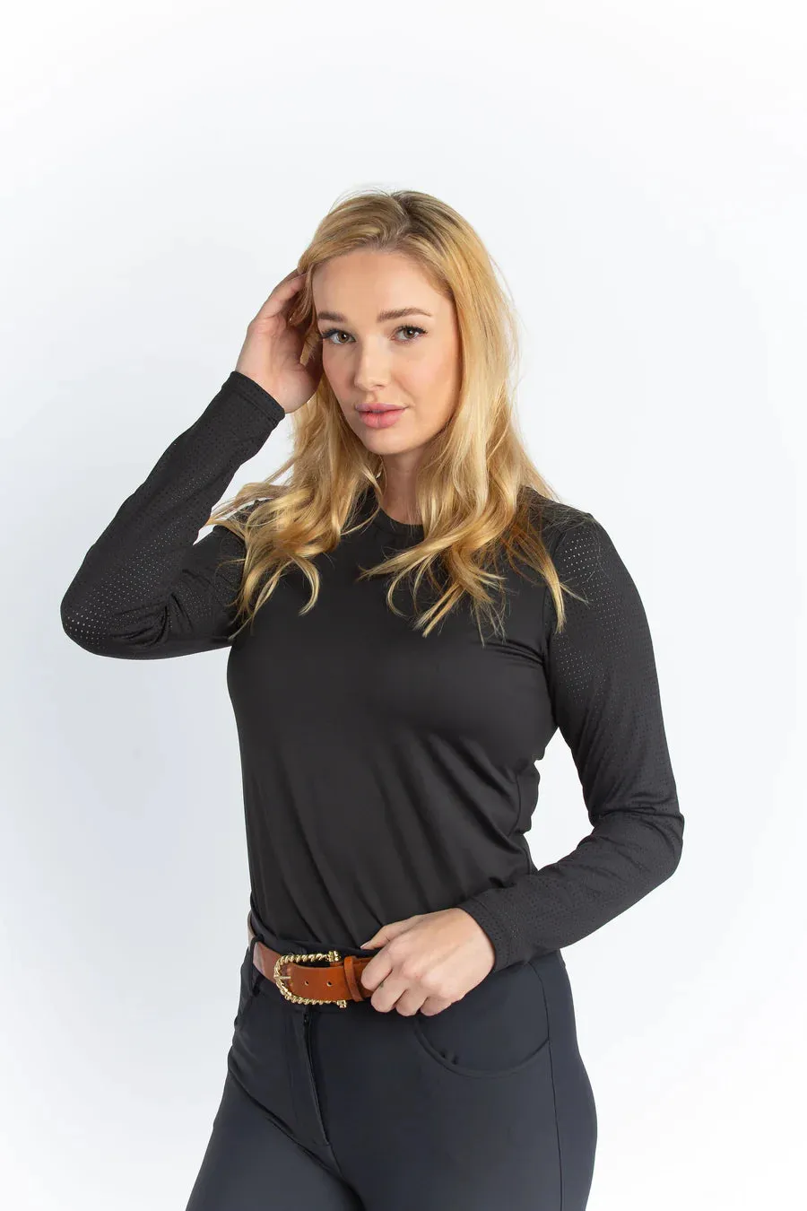 Hannah Childs Harper Perforated Long Sleeve Tech Tee