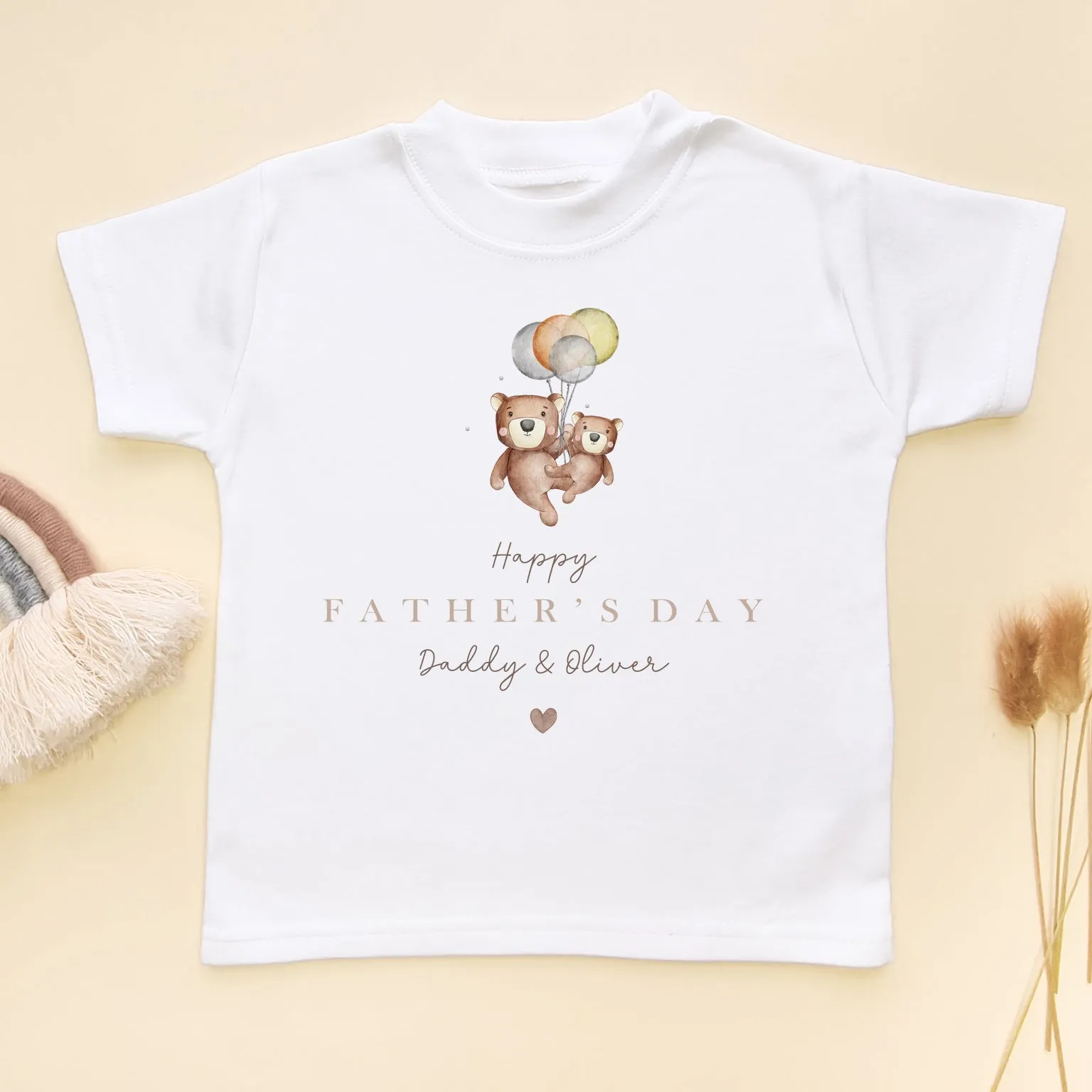 Happy Father's Day Cute Bears Personalised Toddler & Kids T Shirt