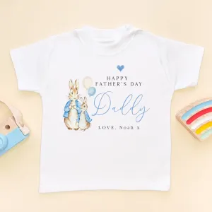 Happy Father's Day Peter Rabbit Boy Inspired Personalised Toddler & Kids T Shirt