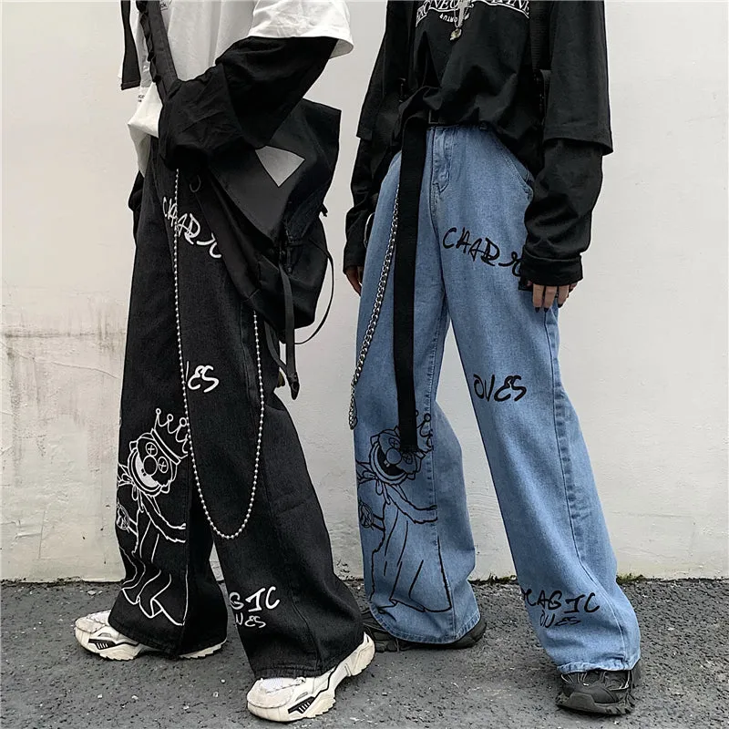 Harajuku cartoon print jeans yc23699