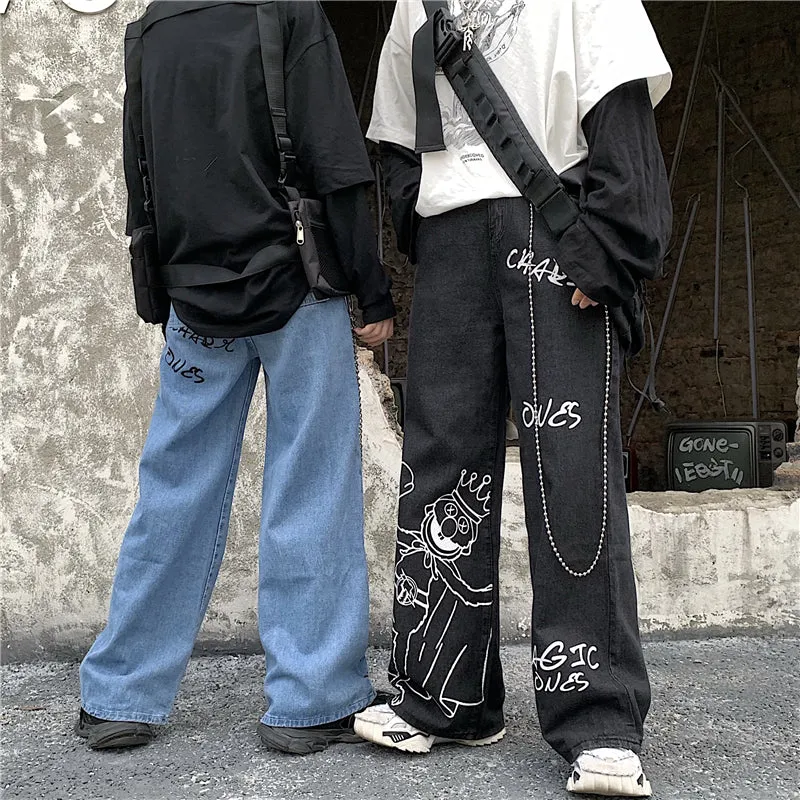 Harajuku cartoon print jeans yc23699