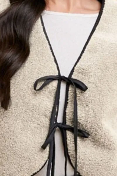 Hazel Blues® |  Annie Wear V-Neck Tie Detail Vest Coat