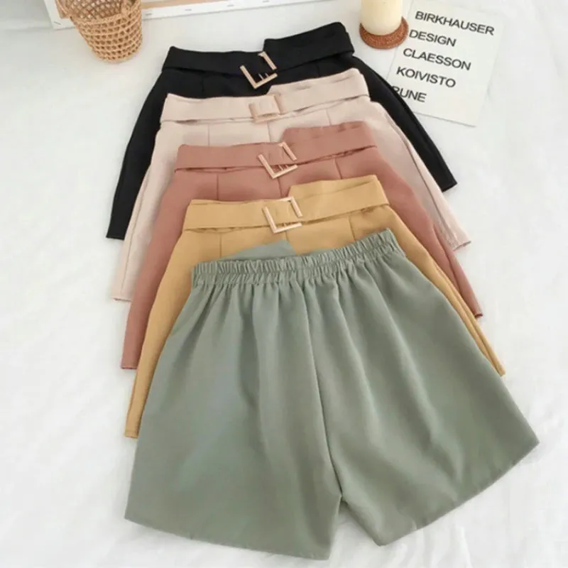 High Waist Cute Belt Office Mini Shorts Pants