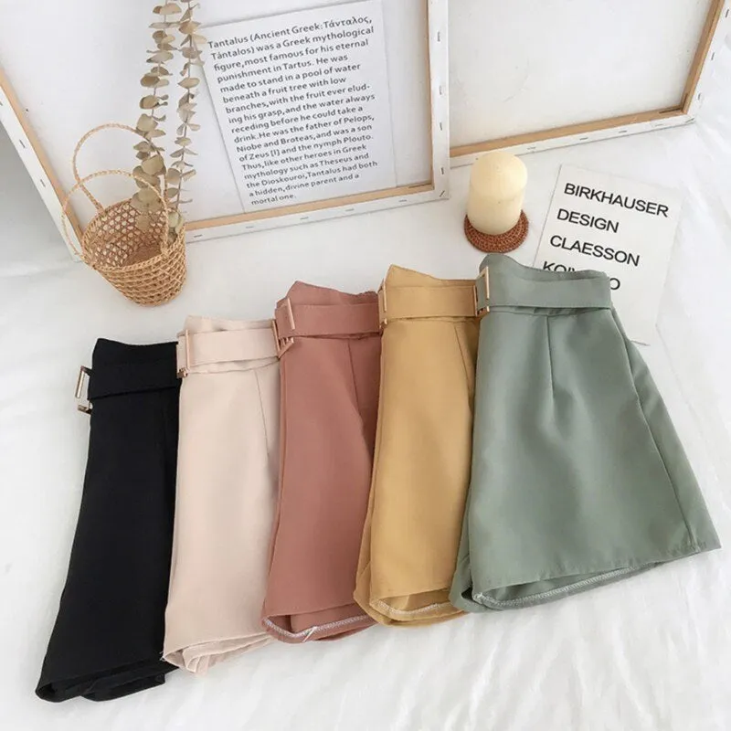 High Waist Cute Belt Office Mini Shorts Pants