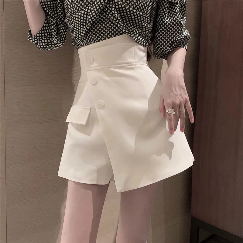 High Waist Slim Asymmetrical Elegant Shorts