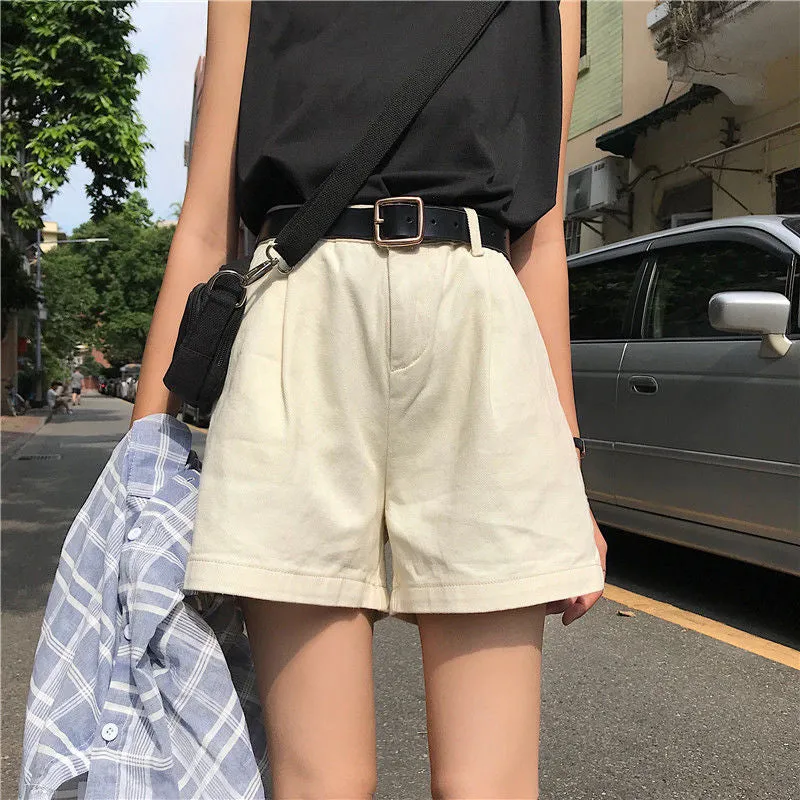 High Waist Solid Apricot Colors Shorts Pants