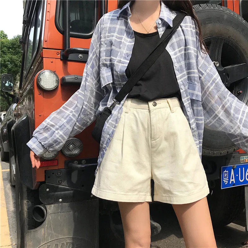 High Waist Solid Apricot Colors Shorts Pants