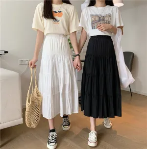 High Waist Vintage Elastic Chiffon Skirts