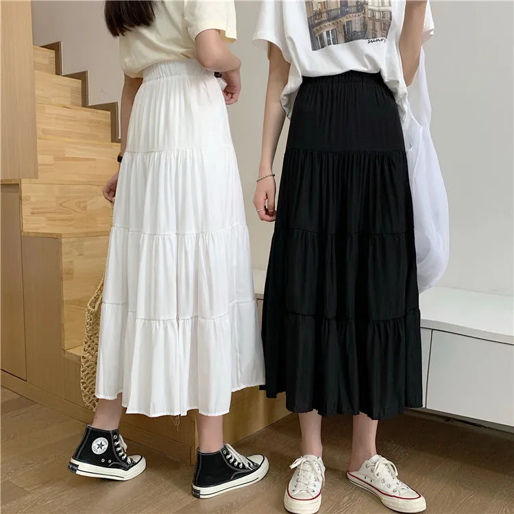 High Waist Vintage Elastic Chiffon Skirts